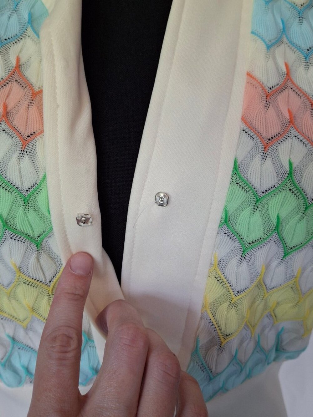 Vintage JC Penney's Maxi Dress & Cardigan with Pastel Rainbow Chevron Pattern - Picture 4 of 8